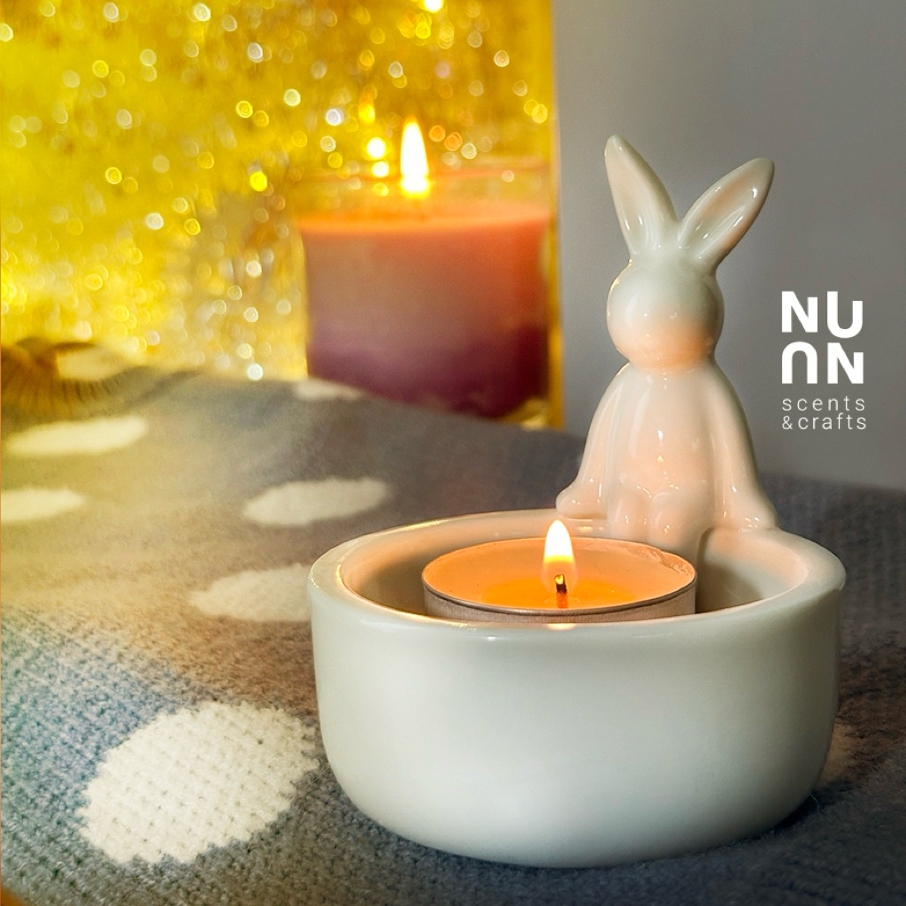 น้องกระต่ายขาว ที่ใส่เทียน tea light ใส่ของถ่ายรูป Ceramic tea light holder