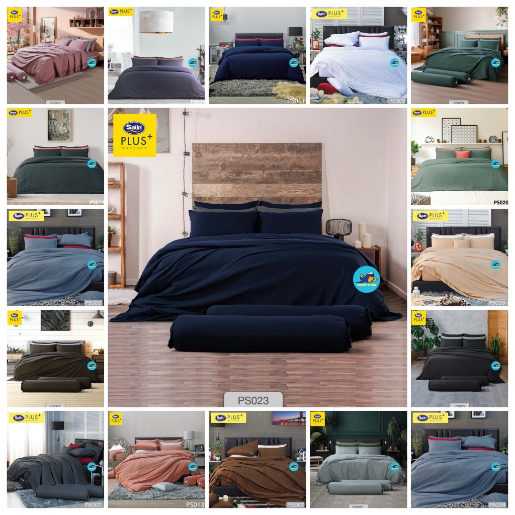 Satin Plus ผ้าปูที่นอน(ไม่รวมผ้านวม) 3.5/5/6 ฟุต สีพื้น สัมผัสลื่น ผ้านุ่ม PS007 PS026 PS027 PS028 P