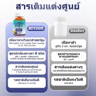 BIYODE Lutein Ester Eye Gummies Vitamin A Vitamin D Eye Health-การกินเจ การดูแลดวงตา ปกป้องเรตินา รสบลูเบอร์รี่ 60 เม็ด