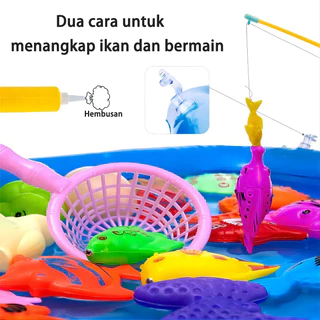【พร้อมส่ง】ของเล่นตกปลาแม่เหล็ก เกมตกปลา 40ชิ้น แถมสูบลม+บ่อน้ำ เสริมพัฒนาการ ของขวัญเด็ก