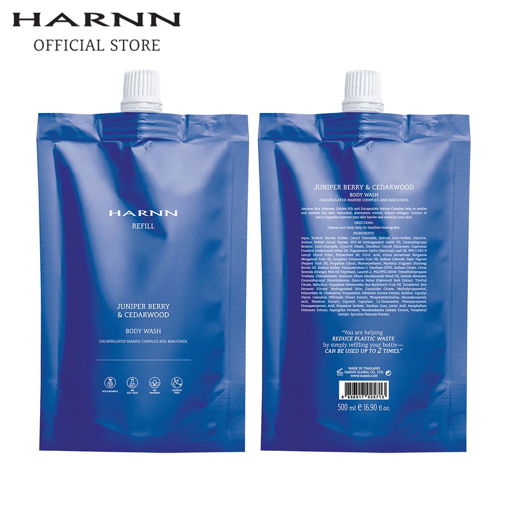 HARNN JUNIPER BERRY & CEDARWOOD BODY WASH REFILL 500 ML