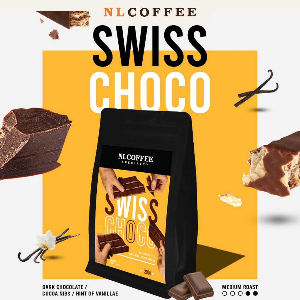 NLCOFFEE SPECIALTY เมล็ดกาแฟ Swiss Choco | สวิสช็อค กาแฟกลุ่มเบลนด์พิเศษ 200 กรัม