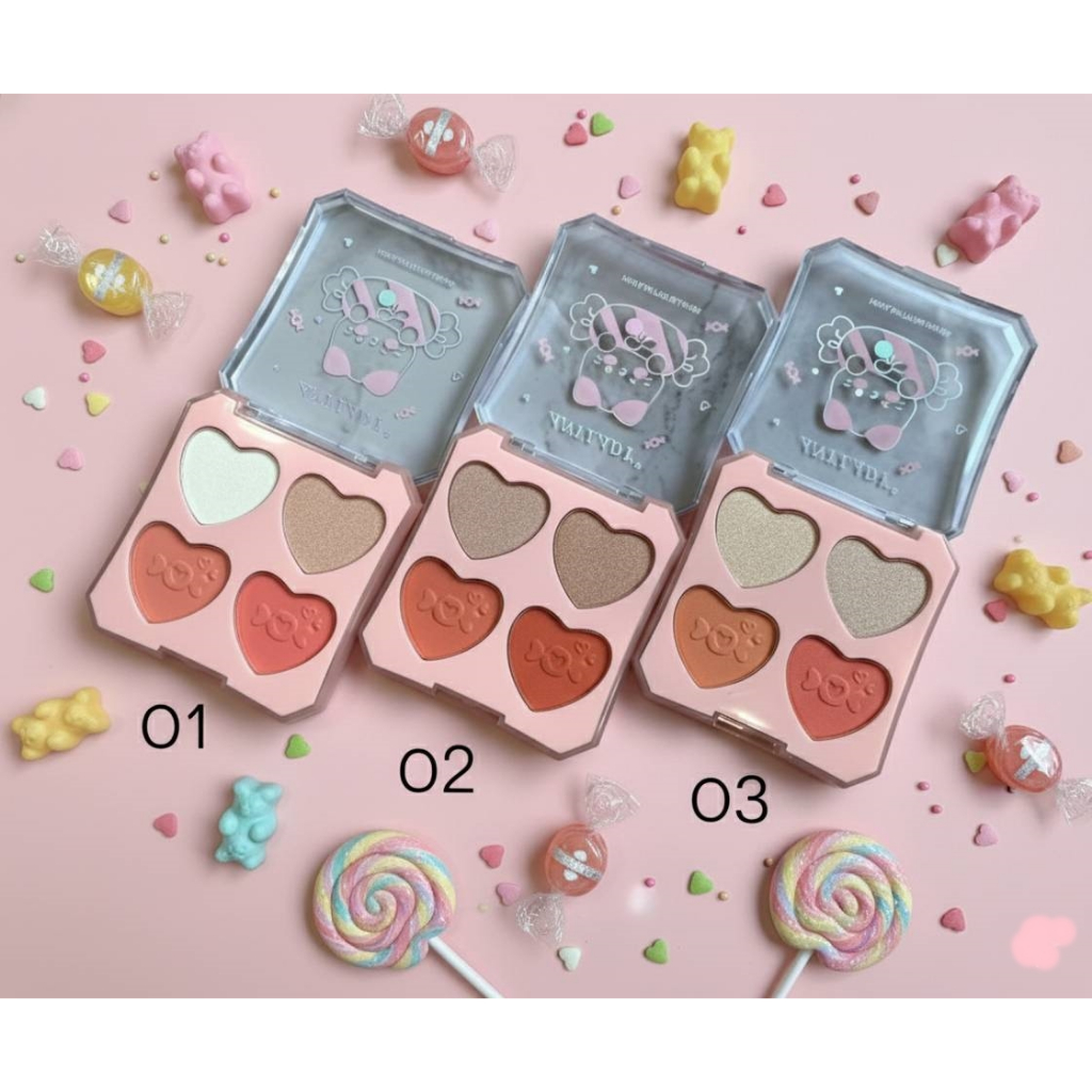 พาเลทเมคอัพหัวใจ ANYLADY ไฮไลท์&บลัชออน No.8443