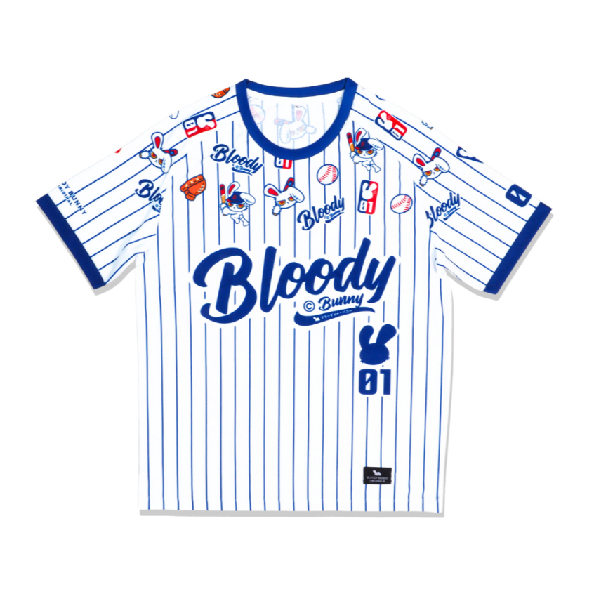 เสื้อยืด ทรงสปอร์ต ผู้ชาย BLOODY BUNNY ICON WHITE BASEBALL TEE