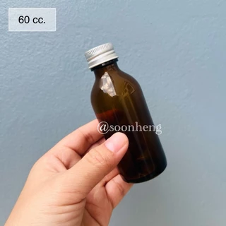 ขวดแก้ว 60 ml กลม สีใส/ชา พร้อมฝา