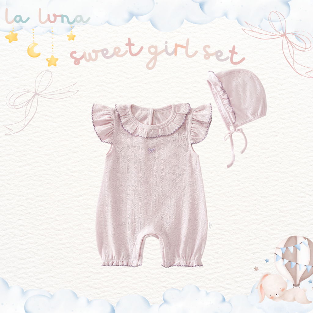 La Luna เสื้อเด็กทารก เด็กแรกเกิด รอมเปอร์ บอดี้สูท หมวกเด็กแรกเกิด (Sweet Girl Collection)
