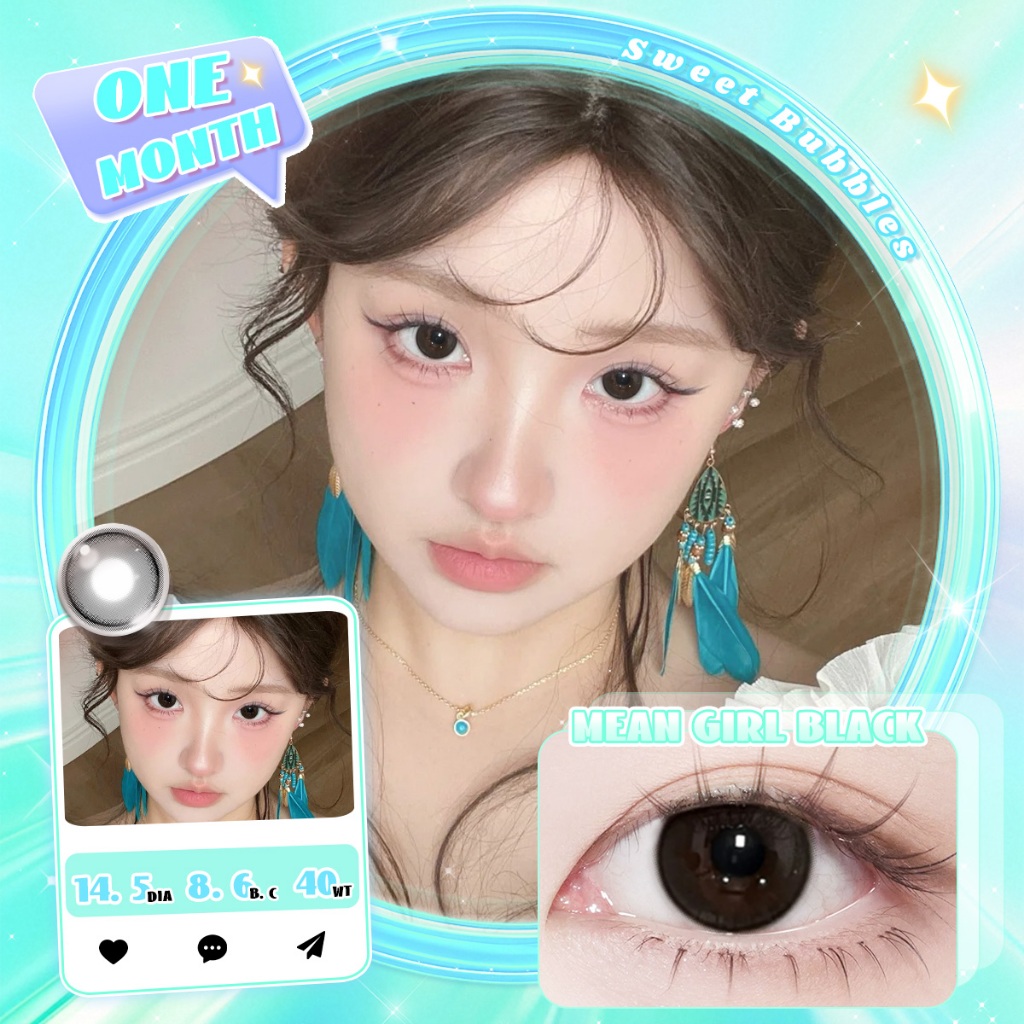 【COD】 SweetBubbles บลิงบลิงๆ ซีรีส์ Mean Girl เลนส์หวานๆ เหมาะกับเมื่อแต่งหน้าMonthly1คู่-14.2mm