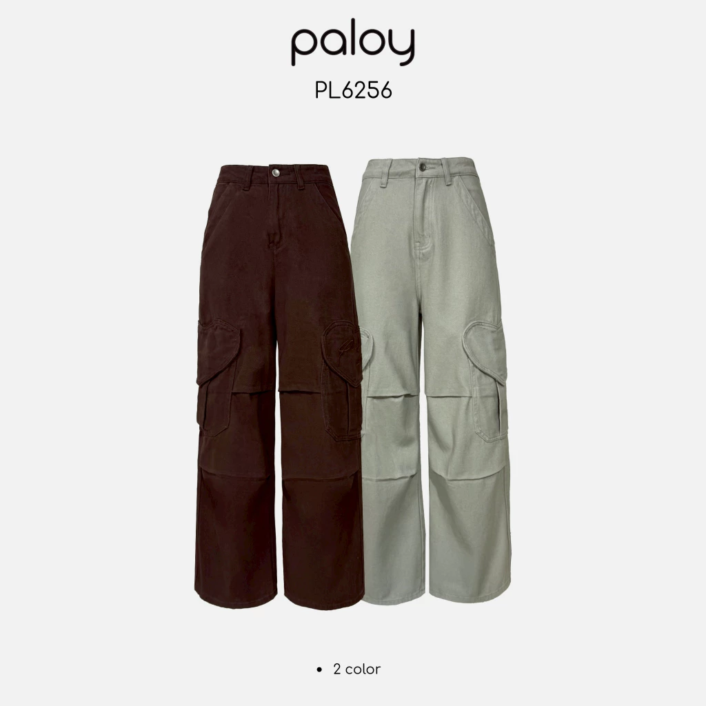 Paloy - PL6256 กางเกงยีนส์คาร์โก้ กระเป๋าทรงหัวใจ (Cargo Jeans)