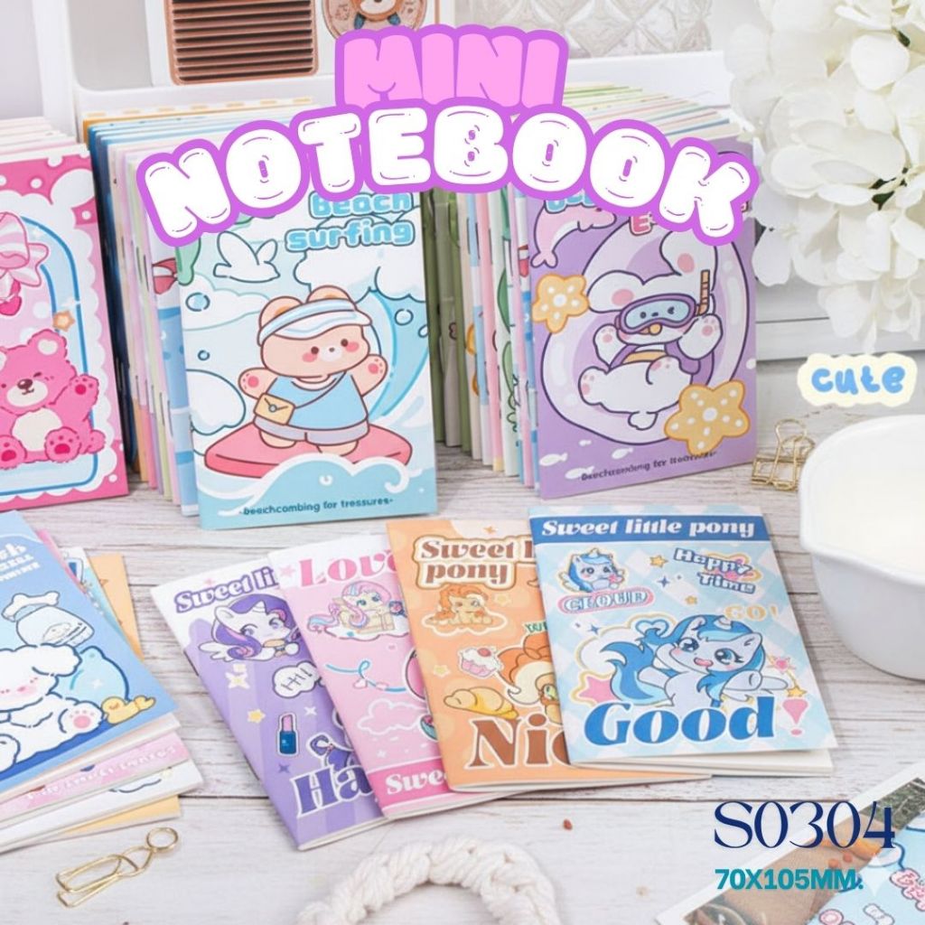 S0304 Mini Notebook สมุดโน้ตลายน่ารัก พกพา 70x105mm สมุดการ์ตูน สำหรับจดเรียน จดงาน ของแจก ของขวัญ