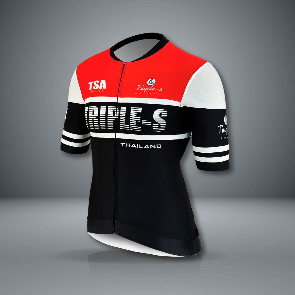 TRIPLE-S FACTORY RACING TEAM PREMIUM(TOP JERSEY) เสื้อปั่นจักรยานระดับพรีเมี่ยมเกรดแข่งขัน ชุดปั่นจักรยาน แขนสั้น - รูปที่ 2