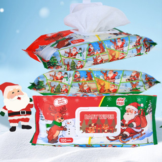 ทิชชู่เปียกคริสต์มาส 80 แผ่น สูตรอ่อนโยนสำหรับเด็ก มีส่วนผสม…