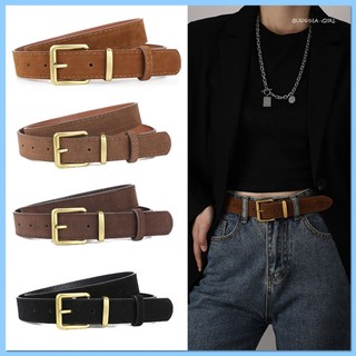 (ส่งจากไทย) Gold buckle belt-พร้อมส่ง ส่งเร็ว 1-2 วันถึง เข็มขัดหนังกลับ  เข็มขัดหนังกลับ อะไหล่สีทองวินเทจ เกรดพรีเมียม