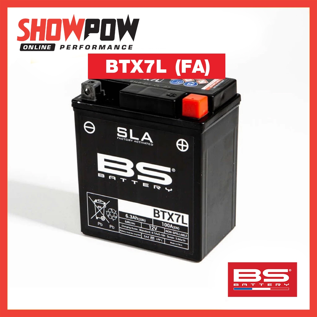 (พร้อมส่ง!) BS Battery SLA BTX7L (FA)แบตเตอรี่ มอเตอร์ไซค์ ขนาด 7 แอมป์ ไม่ต้องเติมกรด พร้อมใช้งาน (
