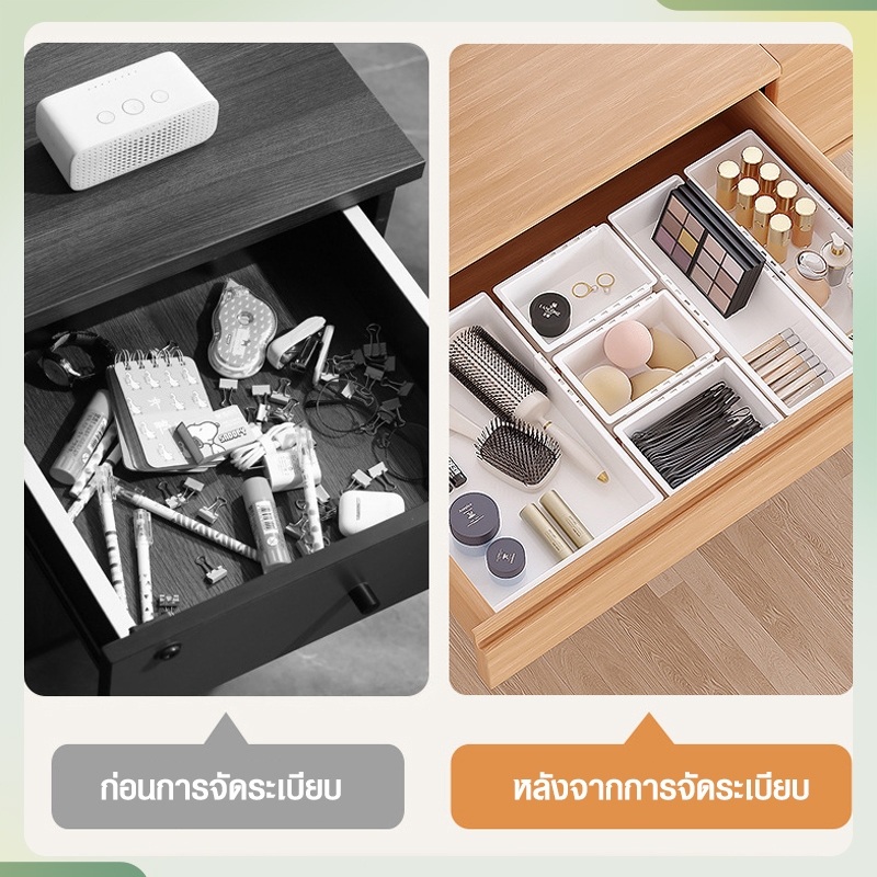CICANO กล่องแบ่งช่องในลิ้นชัก กล่องเก็บข้อมูลที่สามารถปรับขนาดได้ ลิ้นชักพลาสติก ผู้จัดการรายการต่างๆ - รูปที่ 3