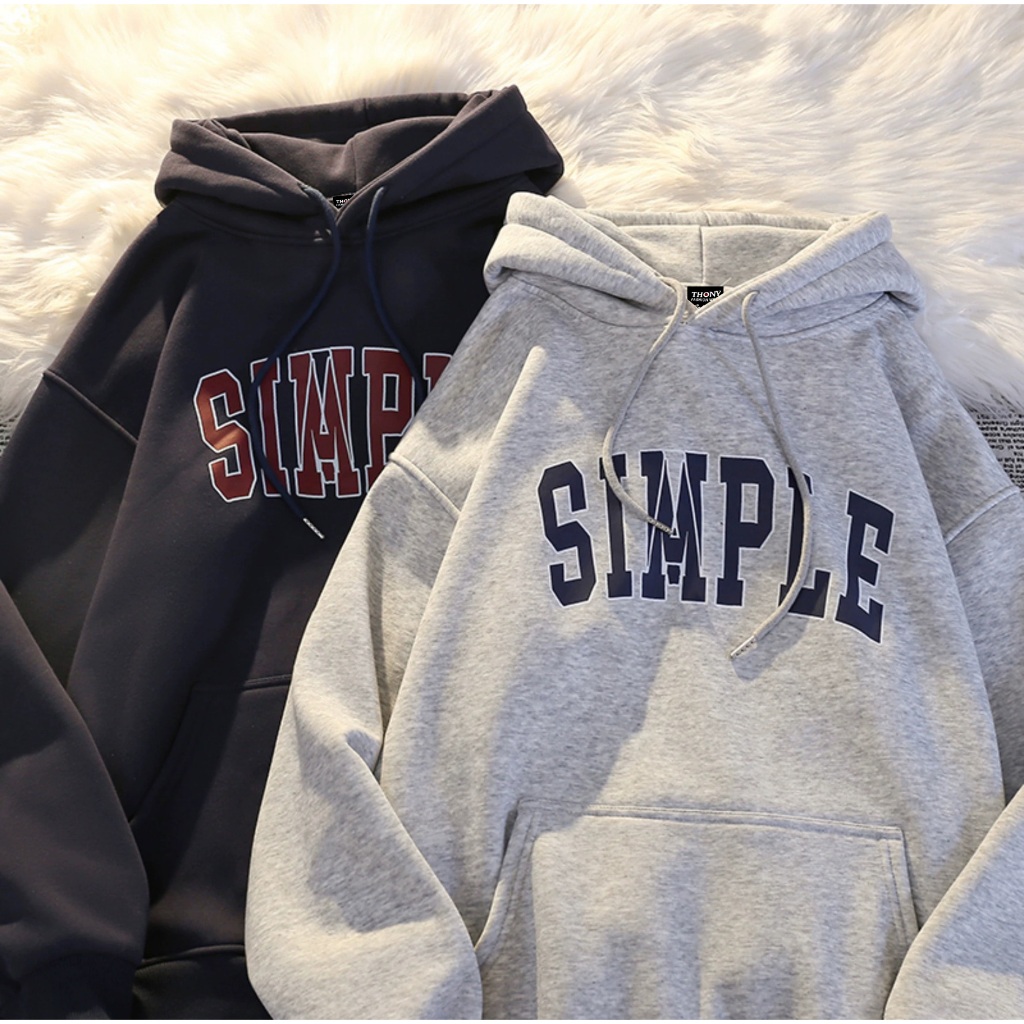 เสื้อฮู้ดกันหนาว ผ้าสำลีอย่างดี นิ่มสบายผิว เสื้อฮู้ดแขนยาว ลาย SIMPLE ใส่ได้ทั้งผู้ชายและผู้หญิง UNISEX รุ่นคู่รัก - รูปที่ 3