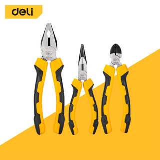 Deli คีม คีมปากแหลม คีมปากจิ้งจก คีมตัดสายไฟ ตัดสายไฟ 6/7/8 นิ้ว คีมปากเฉียง Combination Pliers