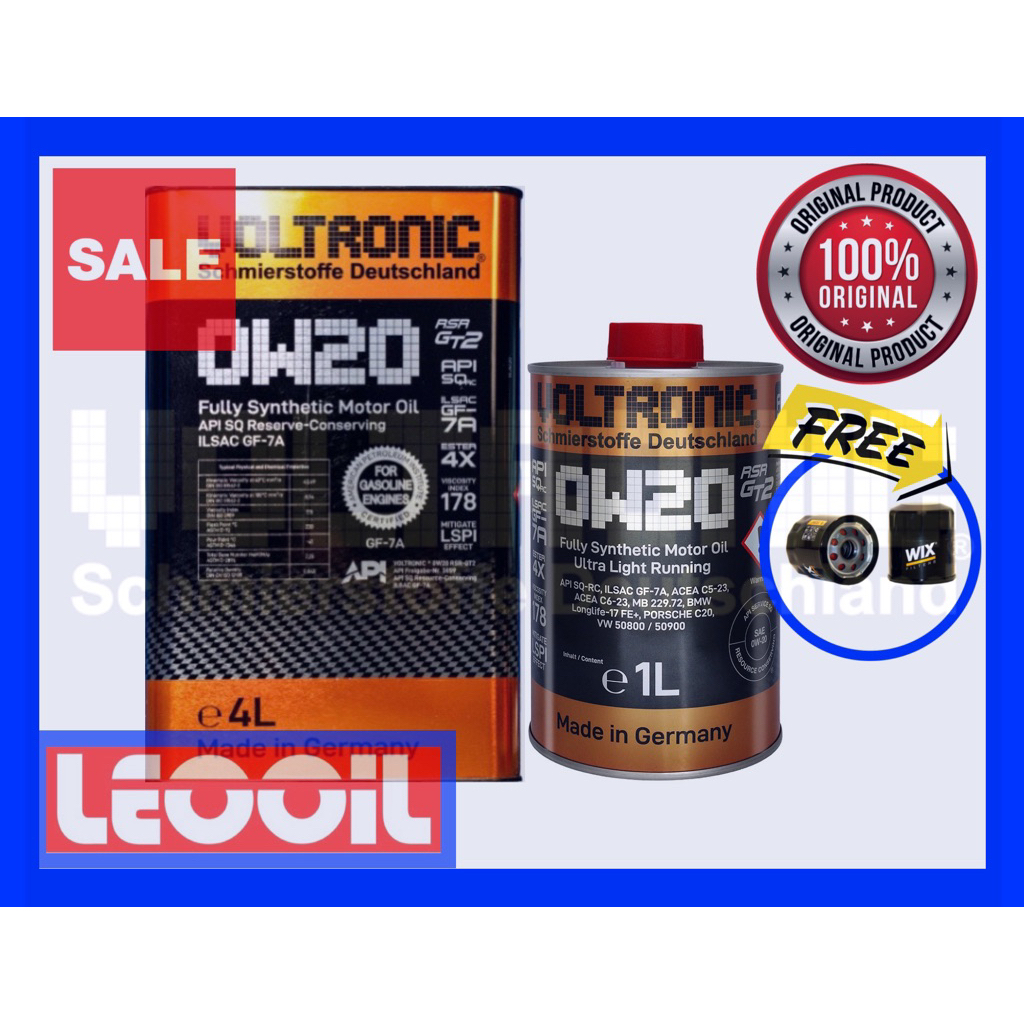 (โปรโมชั่น) VOLTRONIC 0w-20 RS-R Api SQ น้ำมันเครื่องสังเคราะห์แท้100% เกรดพรีเมี่ยม VOLTRONIC 0w20 