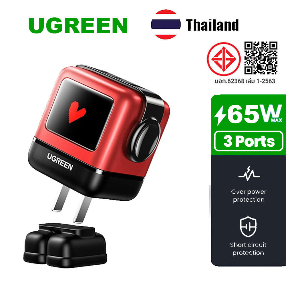 UGREEN RoboGaN 65W / 30W USB C USB ชาร์จมินิหุ่นยนต์ Nexode 3 พอร์ต GaN ชาร์จรวดเร็ว