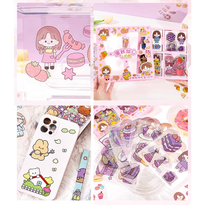 สติ๊กเกอร์ การ์ตูนน่ารัก สติกเกอร์ Sticker PVC สติ๊กเกอร์ไดคัท 100 แผ่น นไม่ซ้ำลาย พร้อมกล่อง - รูปที่ 5