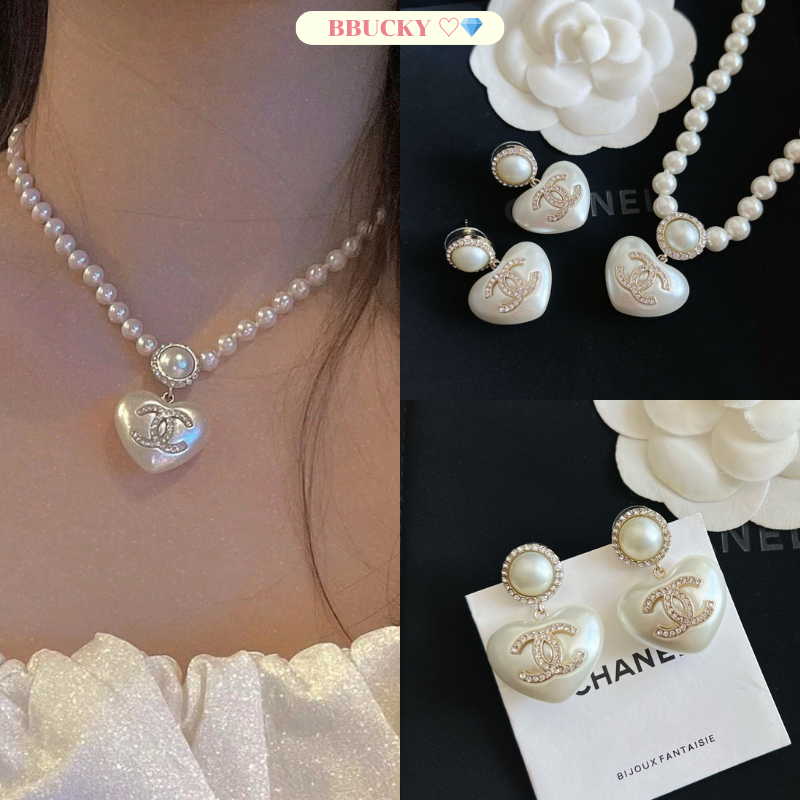 (CH29 CH30) สร้อยคอ+ต่างหู C เกรด Ori 1:1 สินค้าพร้อมส่ง ปั๊มชัด ลูกคุณสุดๆ ♡