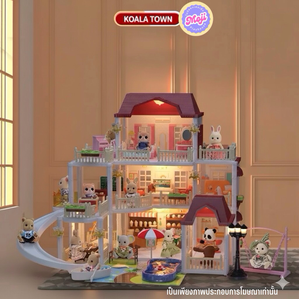 Doll.house บ้านตุ๊กตาหลังใหญ่วิลล่าสุดหรู3 ชั้นฟังก์ชั่นครบ  พร้อมสระว่ายน้ำส่วนตัว สไลด์เดอร์ เฟอร์นิเจอร์ครบชุด ราคา ถูกที่สุด ดีลบีเคเค แกลเลอรีภาพที่ 6