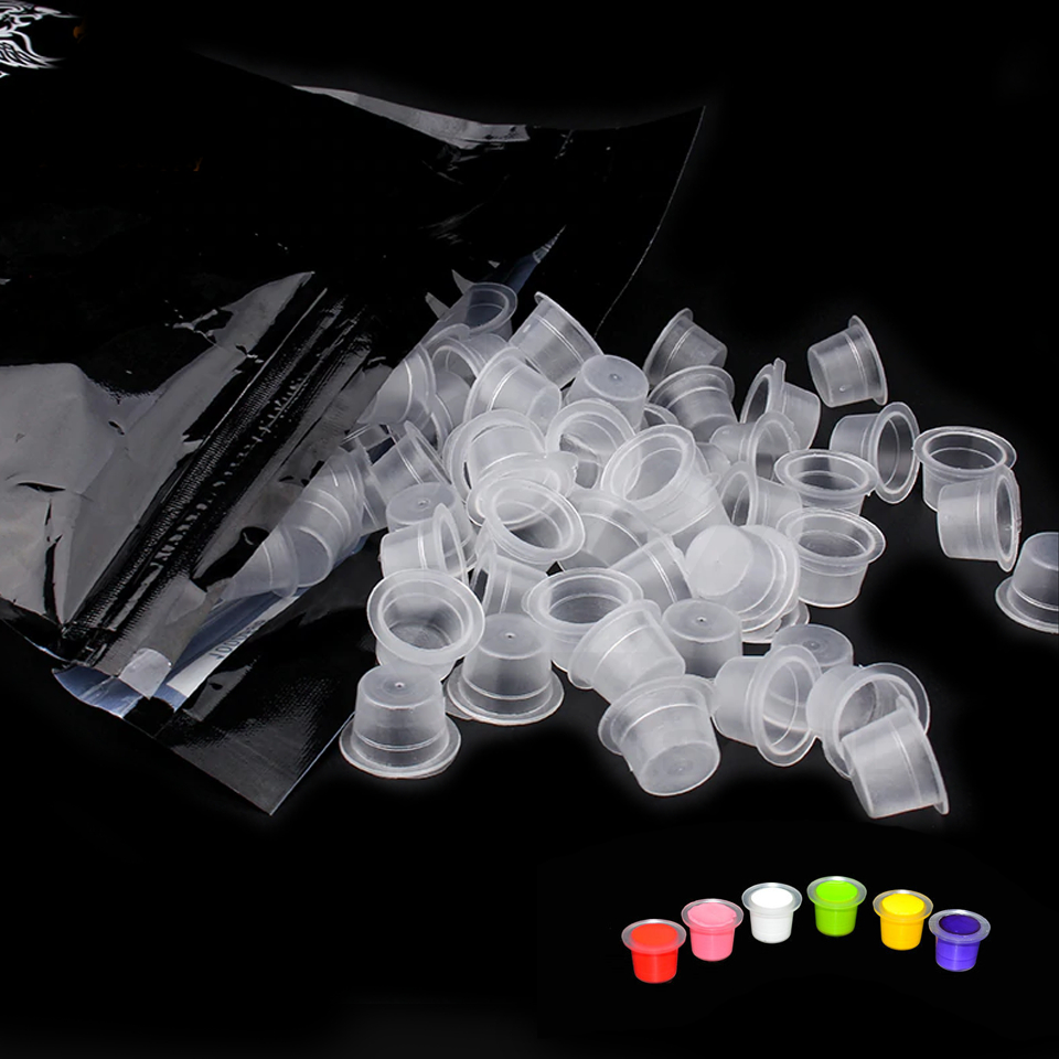จุกใส่หมึกสัก ถ้วยใส่สีสัก (แบบไม่มีฐาน) ขนาด S M L Ink Caps Disposable Cups