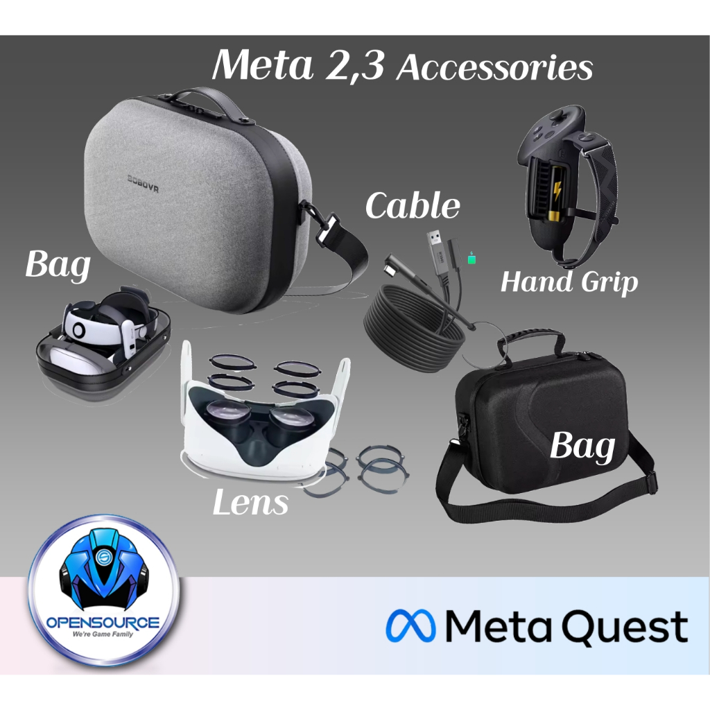(พร้อมส่ง)META QUEST Accessories ต่างๆที่ต้องมี รุ่น2, 3 กระเป๋า,กรอบเลนส์,หัวคล้อง BOBOVR (สินค้าทดสอบโดยทางร้าน)