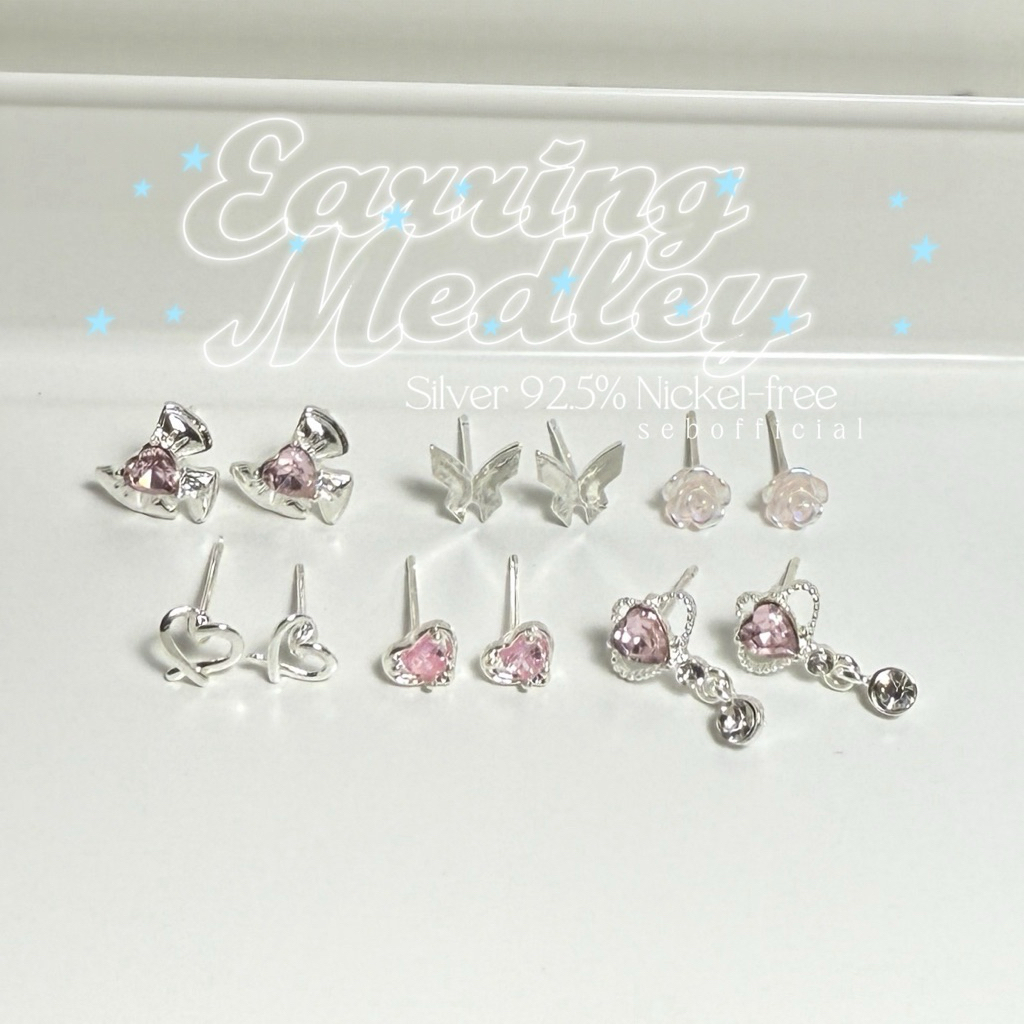 Sebofficial | Earrings Medley Set | เซ็ตต่างหู แบบยกเซ็ต ต่างหูเงิน ก้านเงิน92.5% ใส่ Everyday look ใส่อาบน้ำได้