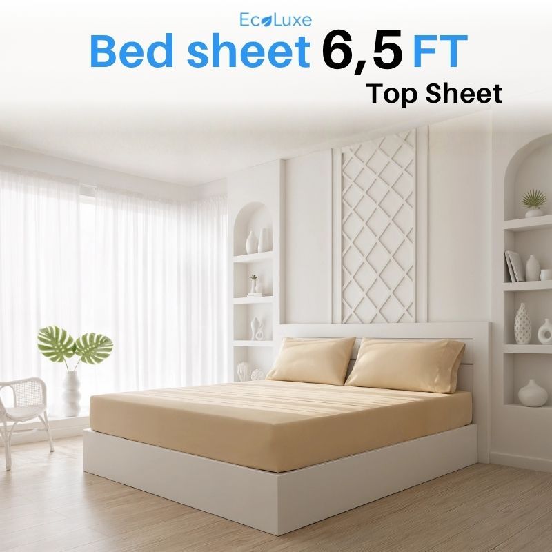 MildMate EcoLuxe Top Sheet 5/6ft 100% Cotton Muslin Natural Soft Breathable Bed Sheet