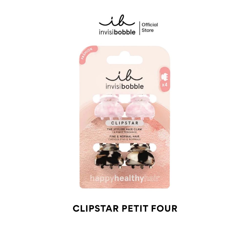 invisibobble กิ๊บหนีบผม กิ๊บติดผม ถนอมเส้นผม รุ่น Clipstar Petit Four (1 กล่องบรรจุ 4 ชิ้น)