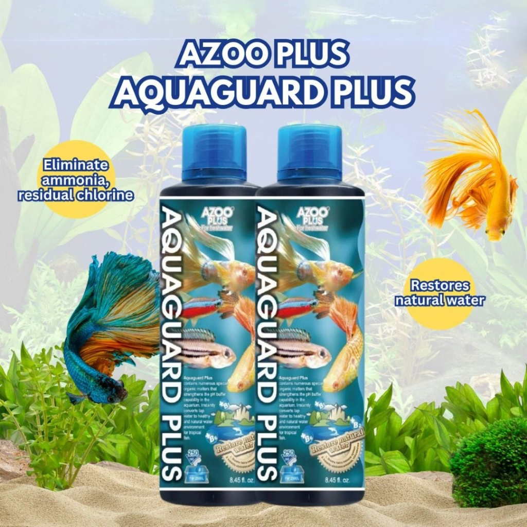 AZOO Aquaguard Plus น้ำยาปรับสภาพน้ำ 120ml / 250ml ลดคลอรีน กำจัดสารพิษ โลหะหนัก ปลอดภัยกับสัตว์น้ำ 