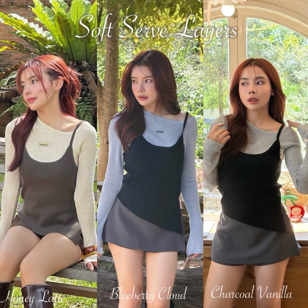 (Pre-Order) SEPTEMBER ME - Soft Serve Layers เสื้อไหมพรมแขนยาวปาดไหล่