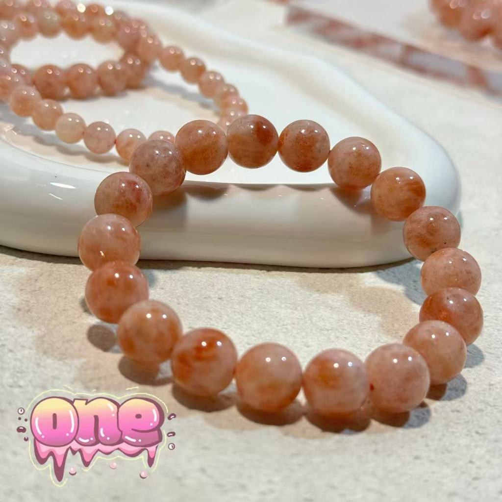 เกรดสูง หินซันสโตน กำไลหิน Sunstone กำไลหินซันสโตน กำไลหินแท้ สีส้ม แสงสวย หินแห่งความอุดมสมบูรณ์