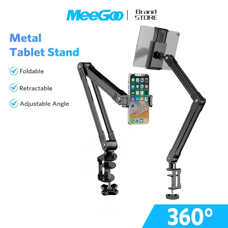 MEEGOO ขาตั้งไอแพด ที่วางไอแพด วางโทรศัพท์ จอหมุนได้ 360° รุ่นตั้งโต๊ะ สำหรับมือถือ/ แท็บเล็ต/ไอเเพด