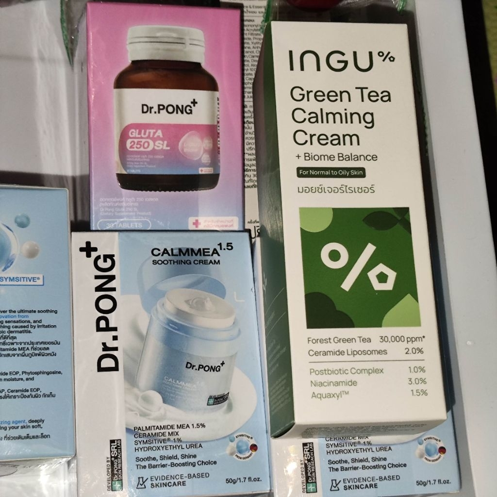 Dr.PONG CALMMEA 1.5 SOOTHING CREAM 50ml ,Dr.PONG Gluta 250SL ,INGU Green Tea Calming Cream