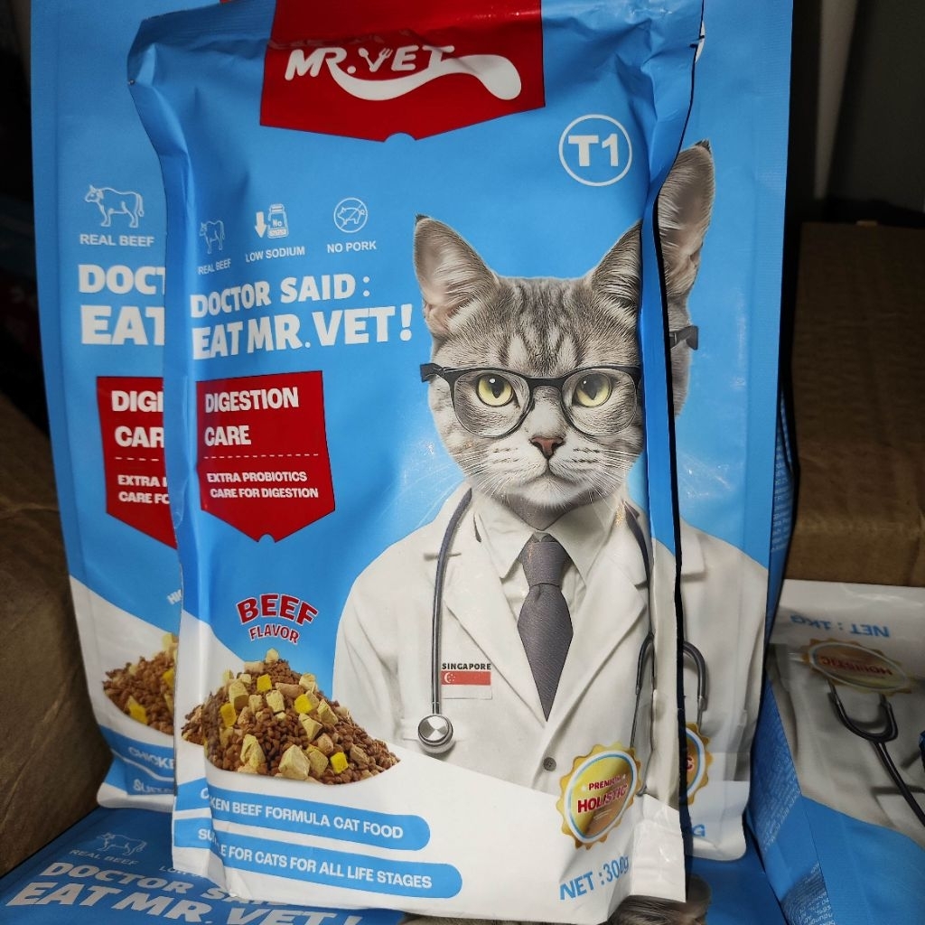 MRVET อาหารเม็ดแมว T1 ไก่และเนื้อ 1KG.