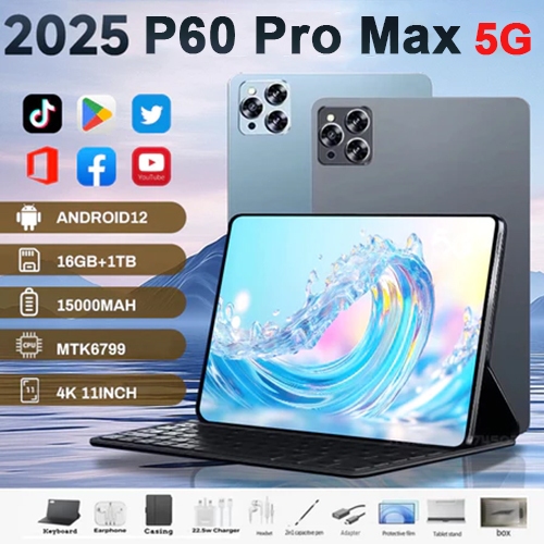 OPP0 2025ใหม่P60 Pro Max 11.8นิ้ว แท็บเล็ตดั้งเดิม5G Tablet PC Dual SIM WiFi 16GB+1TB ROM for work games watching videos