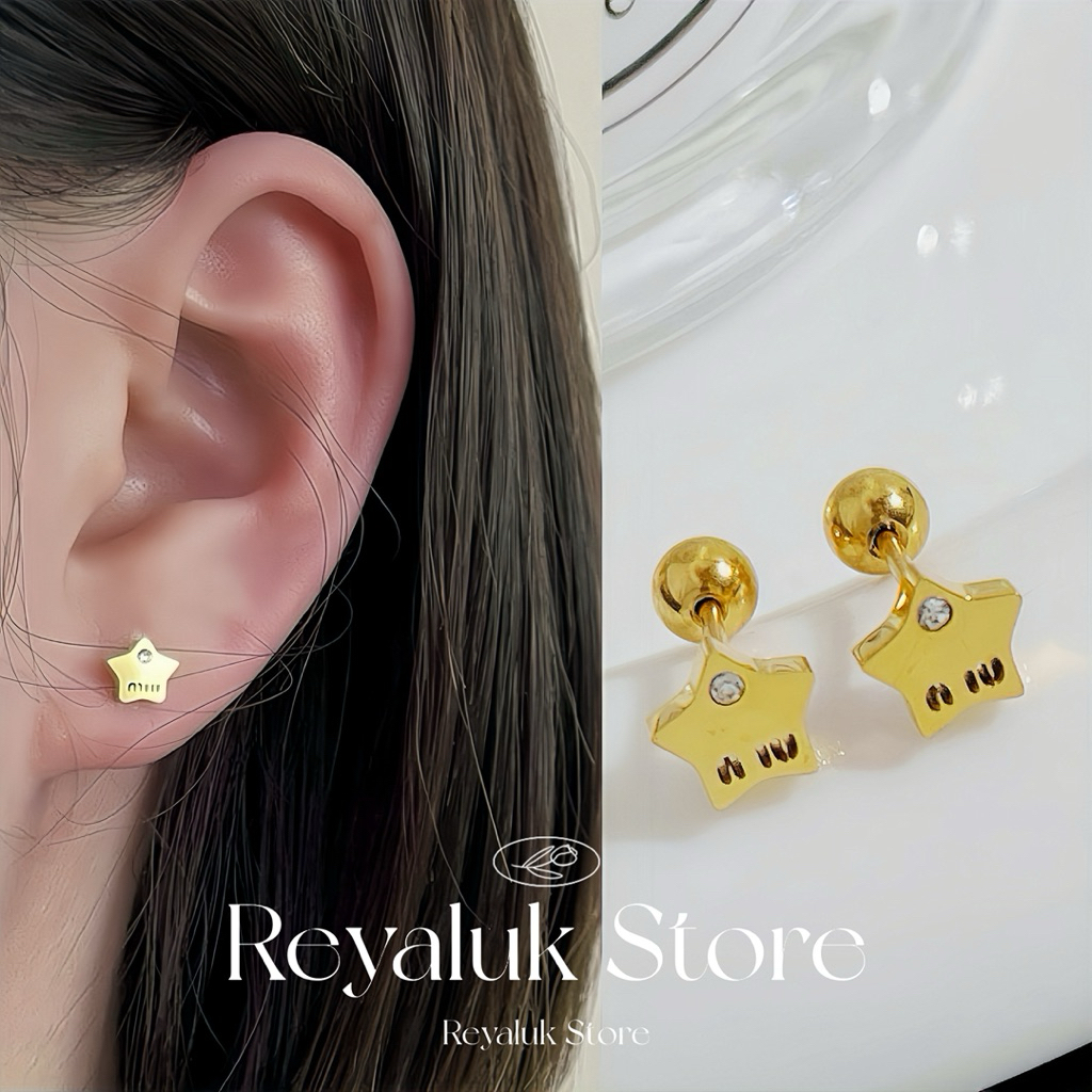 รวมต่างหูมิว ต่างหูจิวหมุน ตัวเรือนสแตนเลส ก้านเงินแท้ หุ้มทอง18K ✨ ผิวแพ้ง่ายใส่ได้ โดนน้ำได้ รวมลายฮิตแบรนด์ดัง