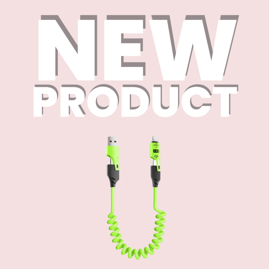 สายชาร์จแบบสปริง 4in1 1.5M 65W ยืดยาวได้ตามความต้องการ พร้อมส่ง รับประกัน 1 ปีเต็ม