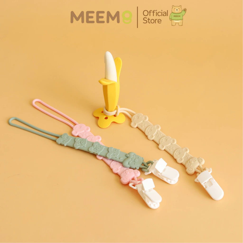 MEEM สายคล้องสิ่งของกันตก สำหรับเด็ก ตัวสายเป็นซิลิโคน ตัวหนีบเป็นพลาสติกระบบ SAFETY LOCK หนีบแน่น