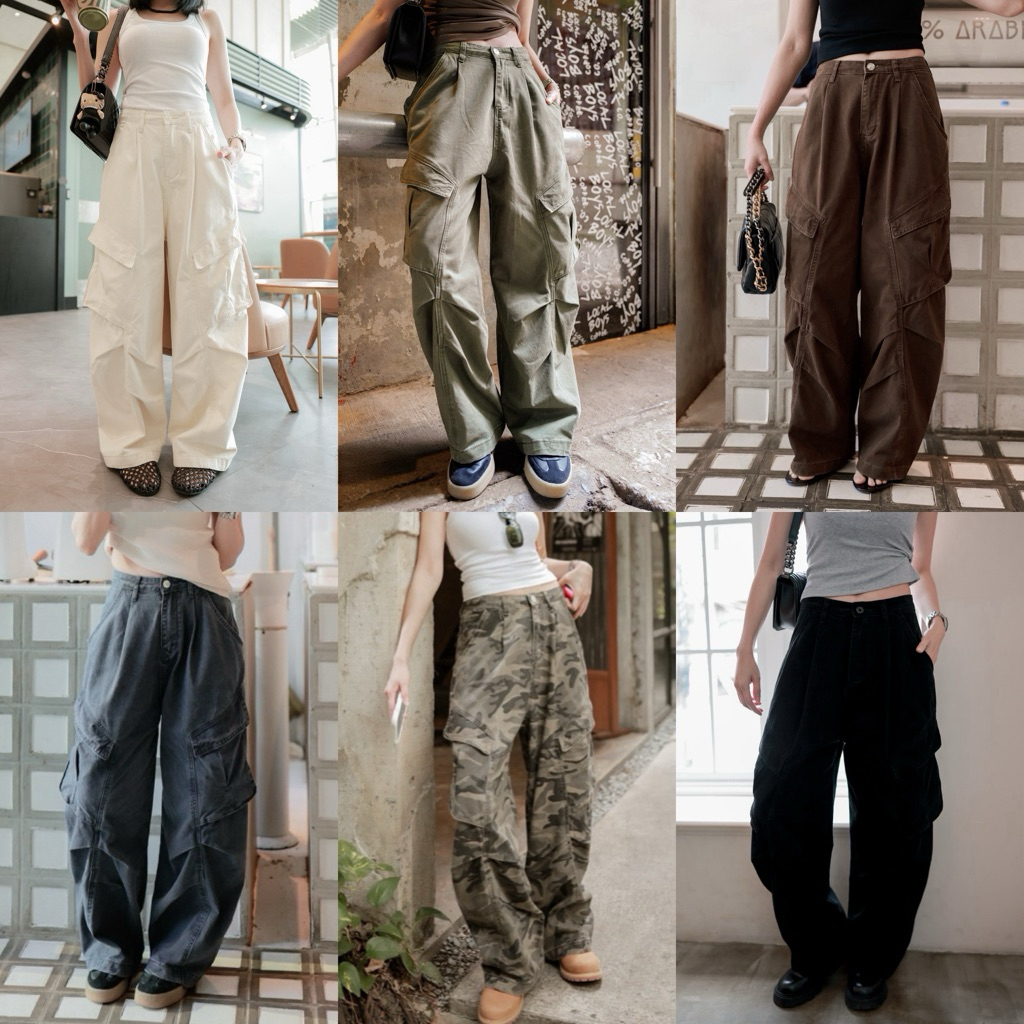 (พร้อมส่ง) กางเกงทรงแบ็คกี้คาร์โก้รุ่น 61225 TAG FSY🇰🇷