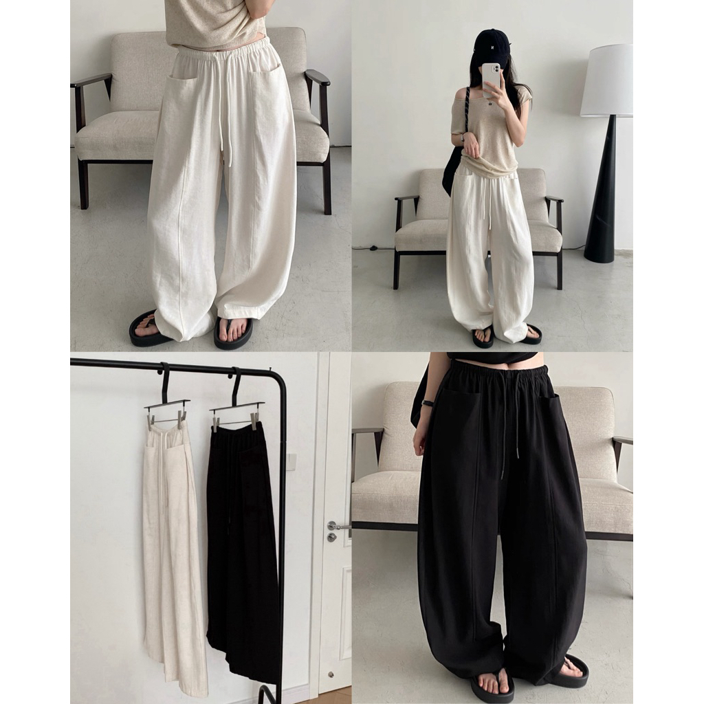 (พร้อมส่ง) กางเกงขายาวแต่งกระเป๋าด้านหน้ารุ่น 6535 TAG WG.WE 🇰🇷