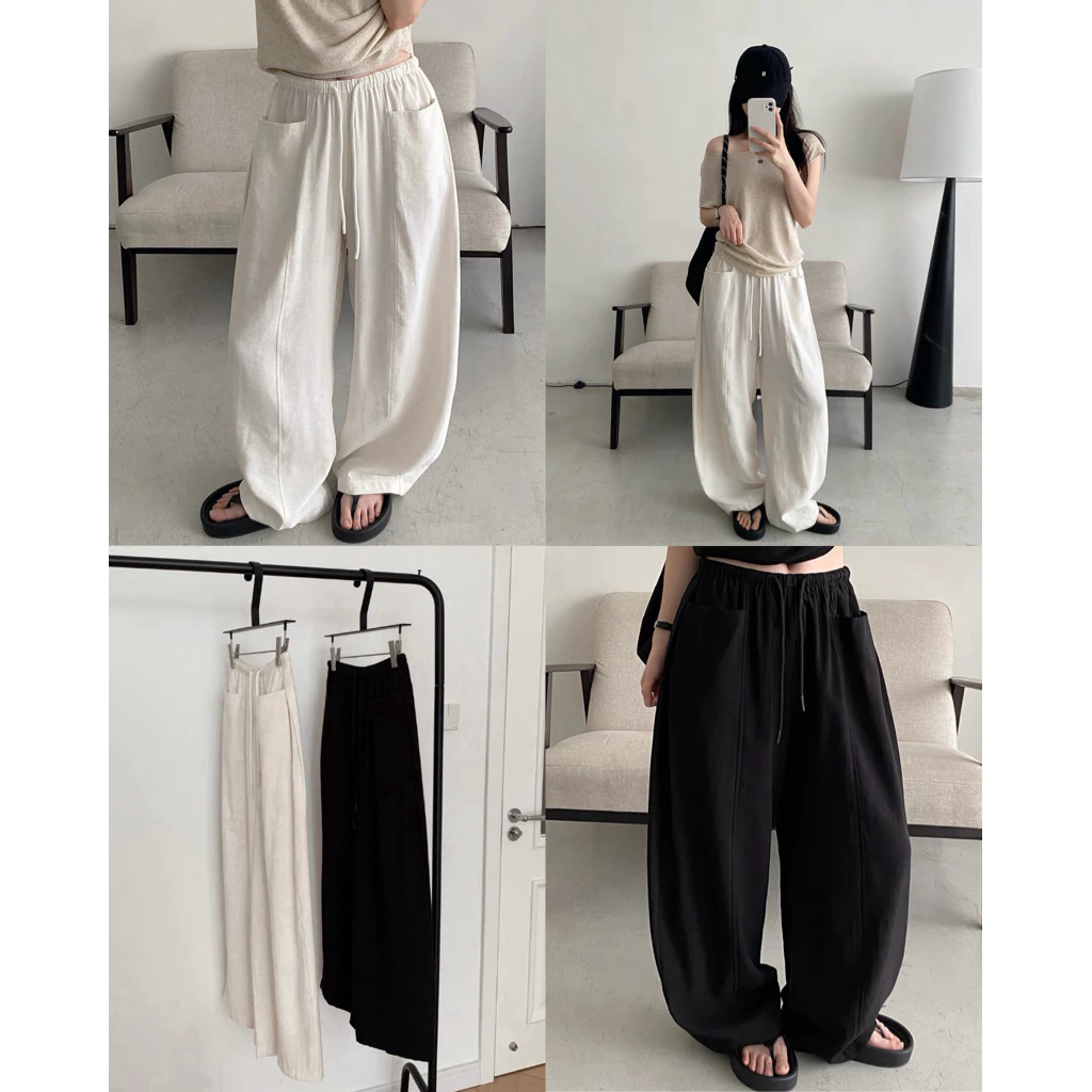 (พร้อมส่ง) กางเกงขายาวแต่งกระเป๋าด้านหน้ารุ่น 6535 TAG WG.WE 🇰🇷