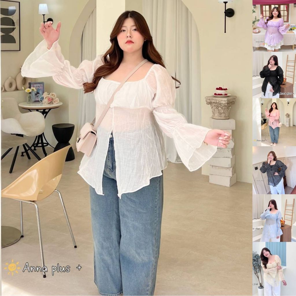 A204 เสื้อสาวอวบ แขนยาว อกได้ถึง50 มี6สี