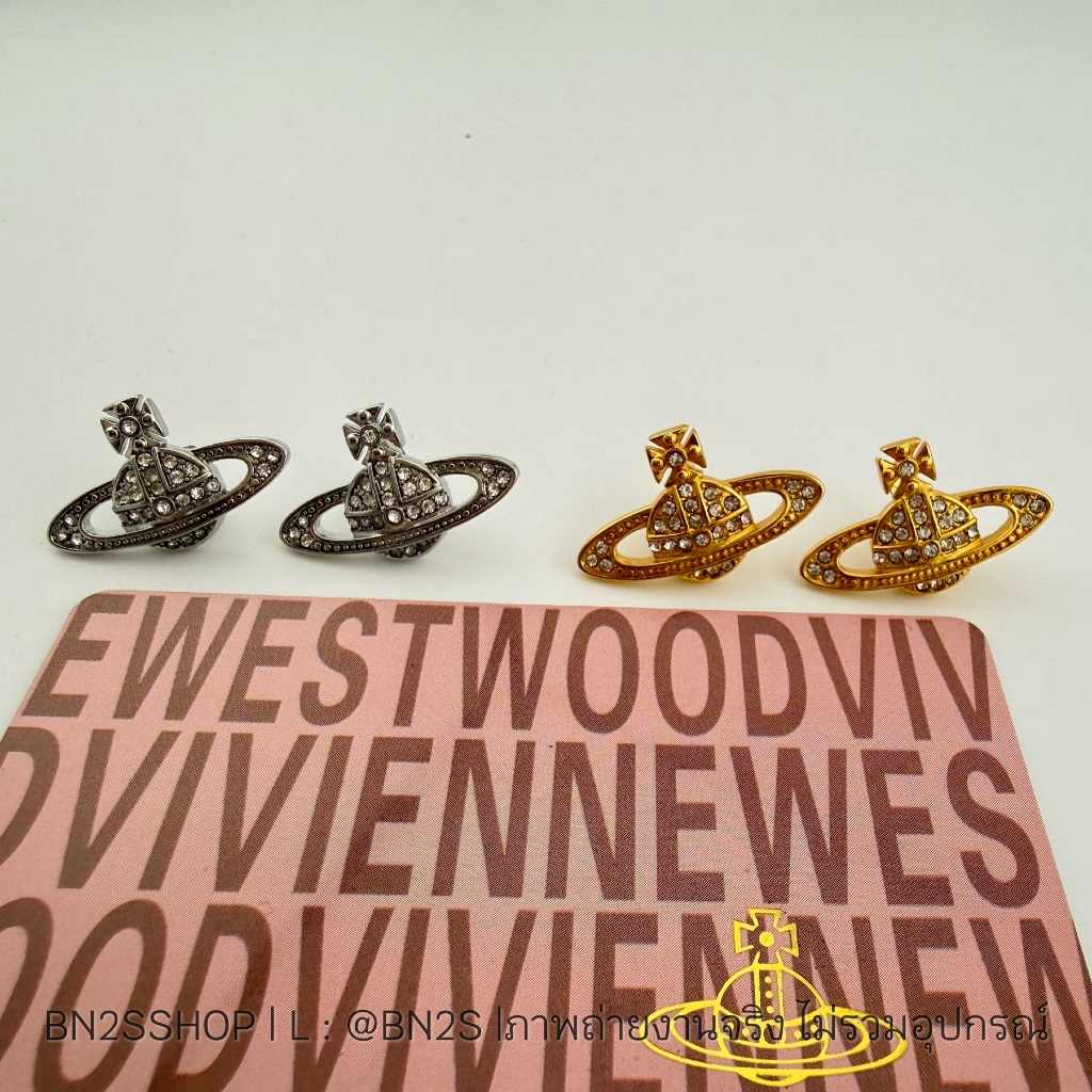 [ออริ] ต่างหู จี้ดาวเสาร์อะไหล่เงิน ทอง จี้ดาวเสาร์ฝังเพชร งาน 1:1 รุ่น Mini Bas ยอดนิยม งานสวย พร้อมส่งในไทย ราค