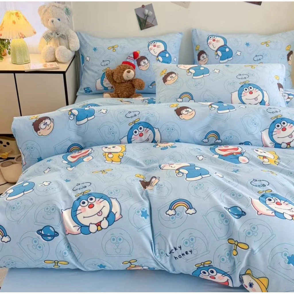 ชุดผ้าปูที่นอน ลายม่อนฟ้า ขนาด 3 5 6 ฟุต ผ้า COTTON 100%