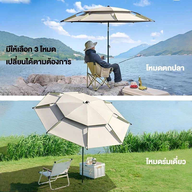ร่มตกปลา ชิงหลิว 2.6ม. อลูมิเนียม+PPC กันแสง UV สองชั้น thumbnail 5