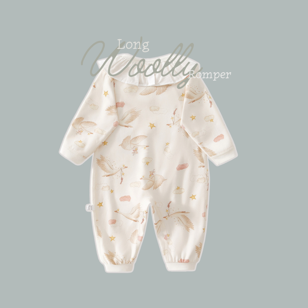 totty.apparel บอดี้สูทเด็กแรกเกิดสีครีม รอมเปอร์เด็กอ่อนสีครีมลาย little Swan รุ่นWoolly ราคา ถูกที่สุด ดีลบีเคเค แกลเลอรีภาพที่ 4