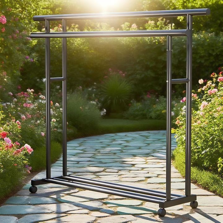 ราวแขวนผ้า ราวแขวนเสื้อผ้า ราวแขวนผ้าแบบล้อเลื่อน สามารถรับน้ำหนักได้ดี จัดส่งรวดเร็ว คุณภาพสูง