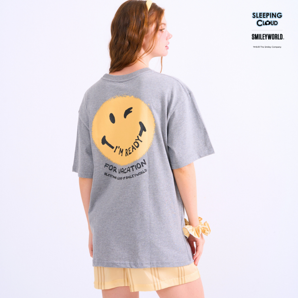 ชุดนอน SLEEPING CLOUD | Braless Perfect Duo PJs + 100% LYOCELL Shorts : เสื้อยืดเทา + กางเกงขาสั้น MONDAY